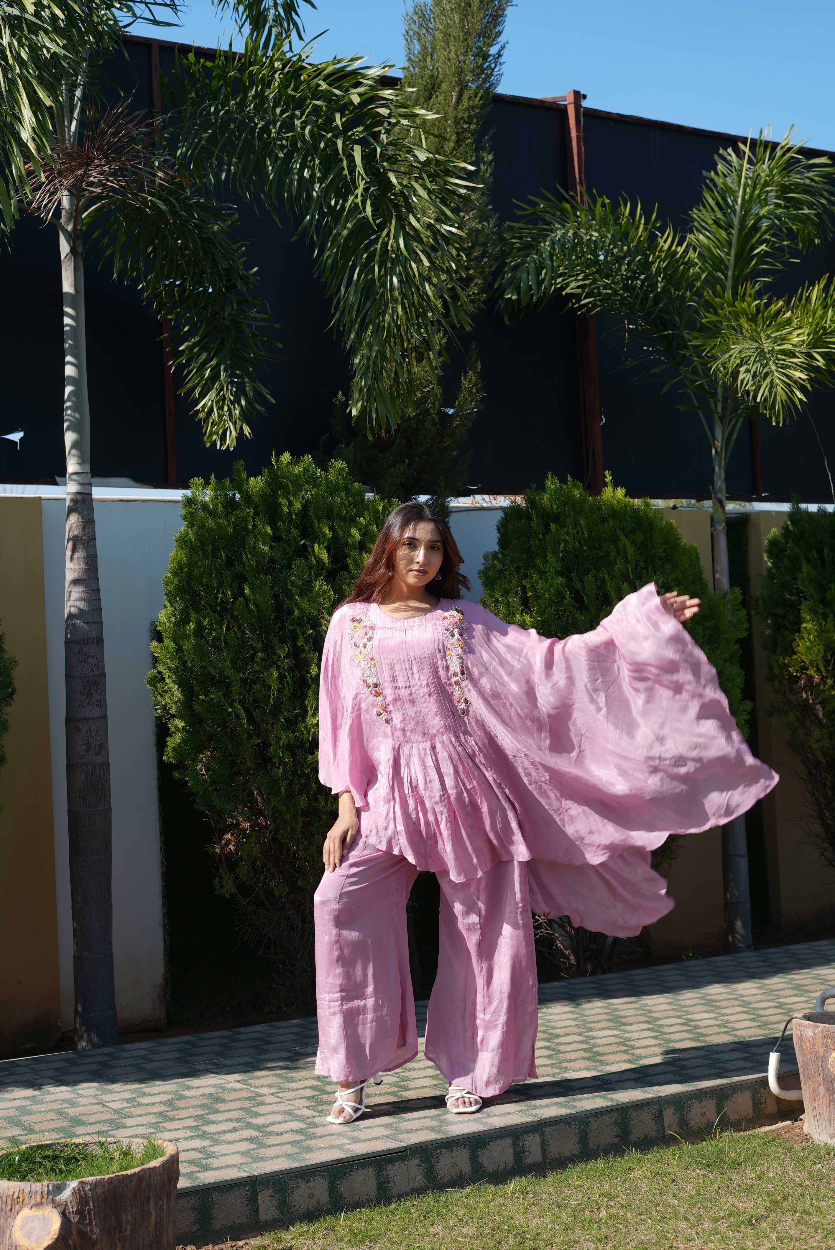 Blush Bloom Flared Kurta Set