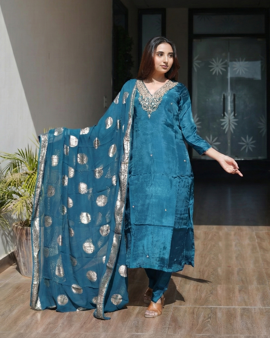 Royal Magenta Zari Festive Suit Set