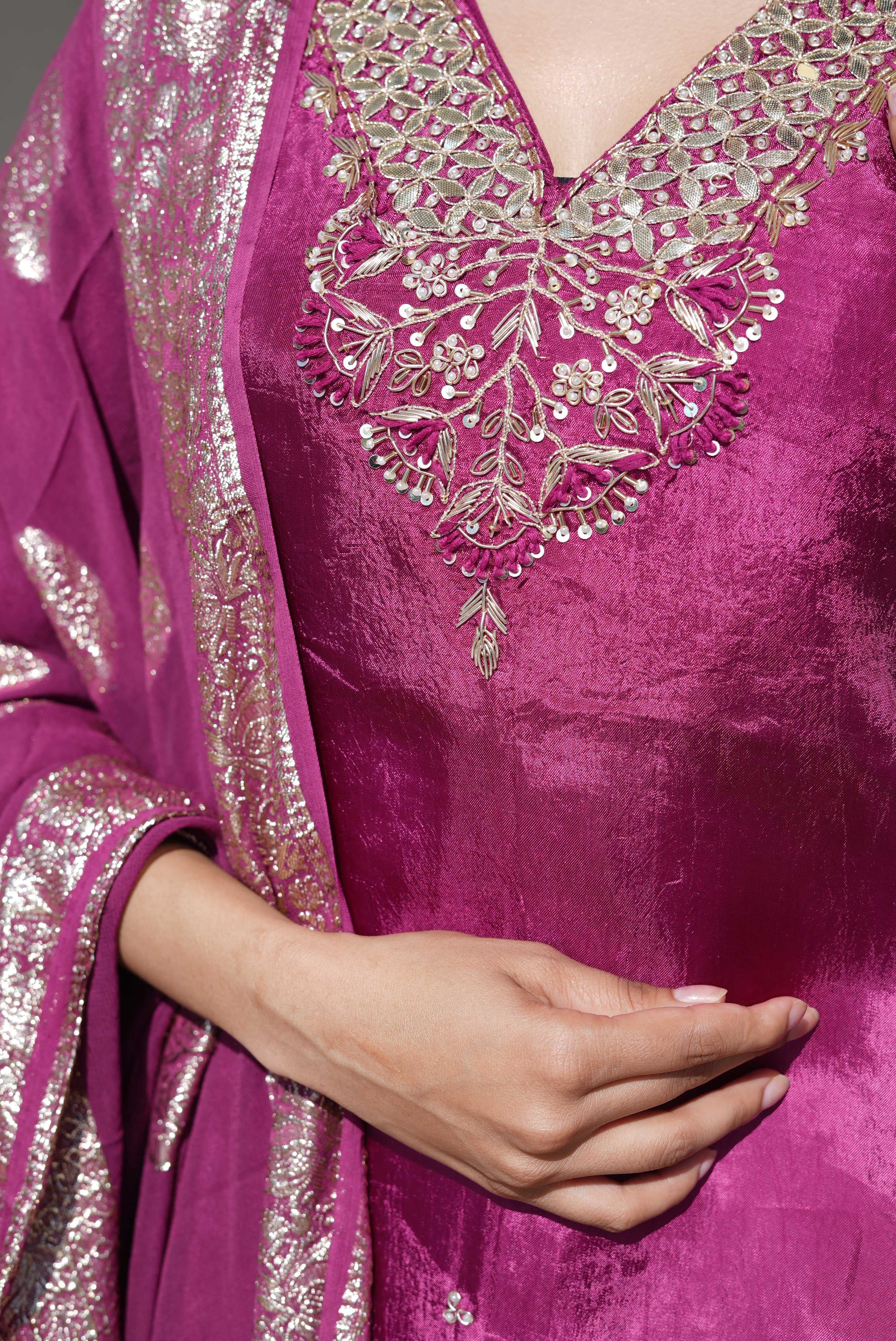 Royal Magenta Zari Festive Suit Set