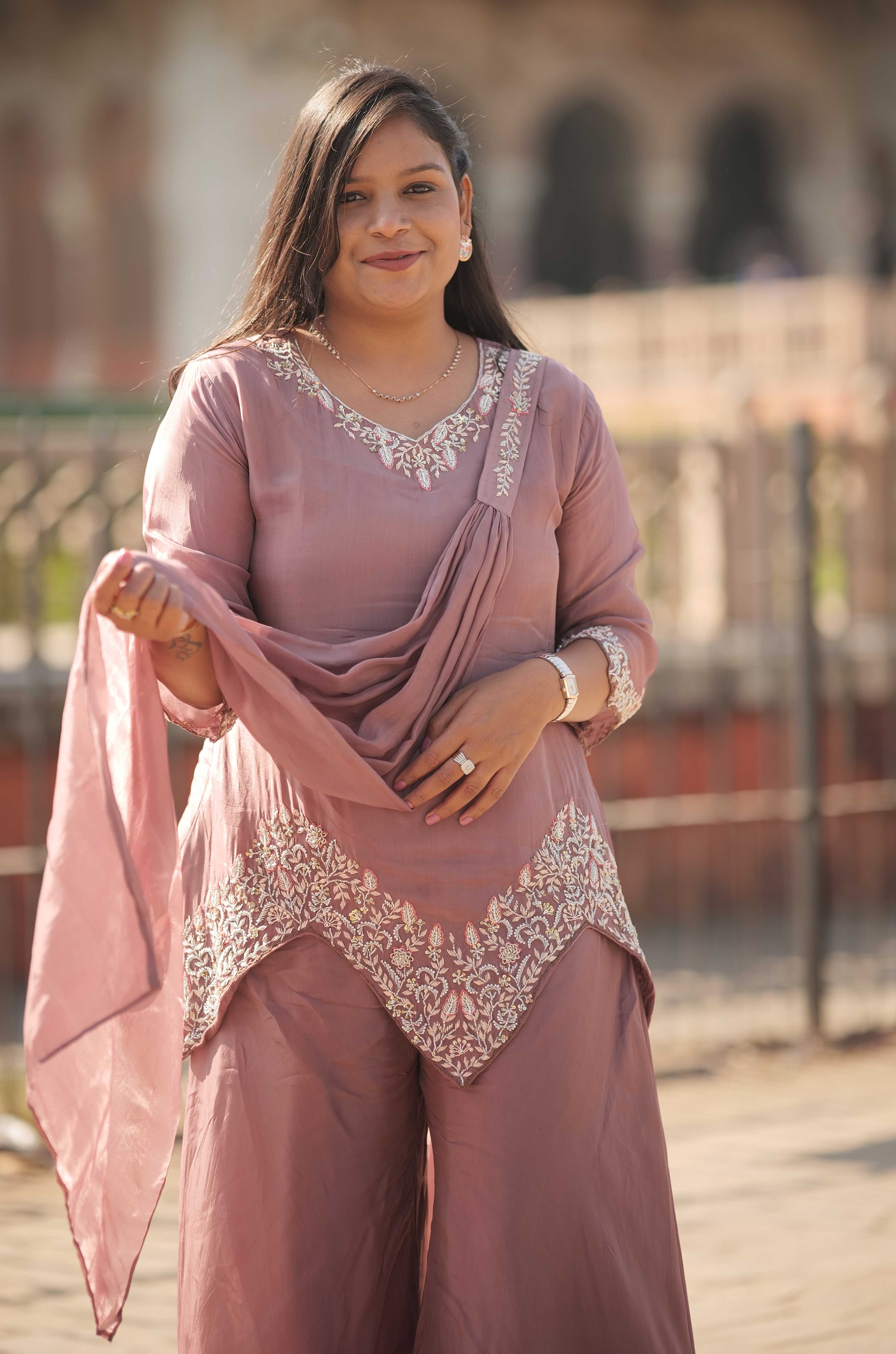 Mauve Royale Embroidered Suit Set