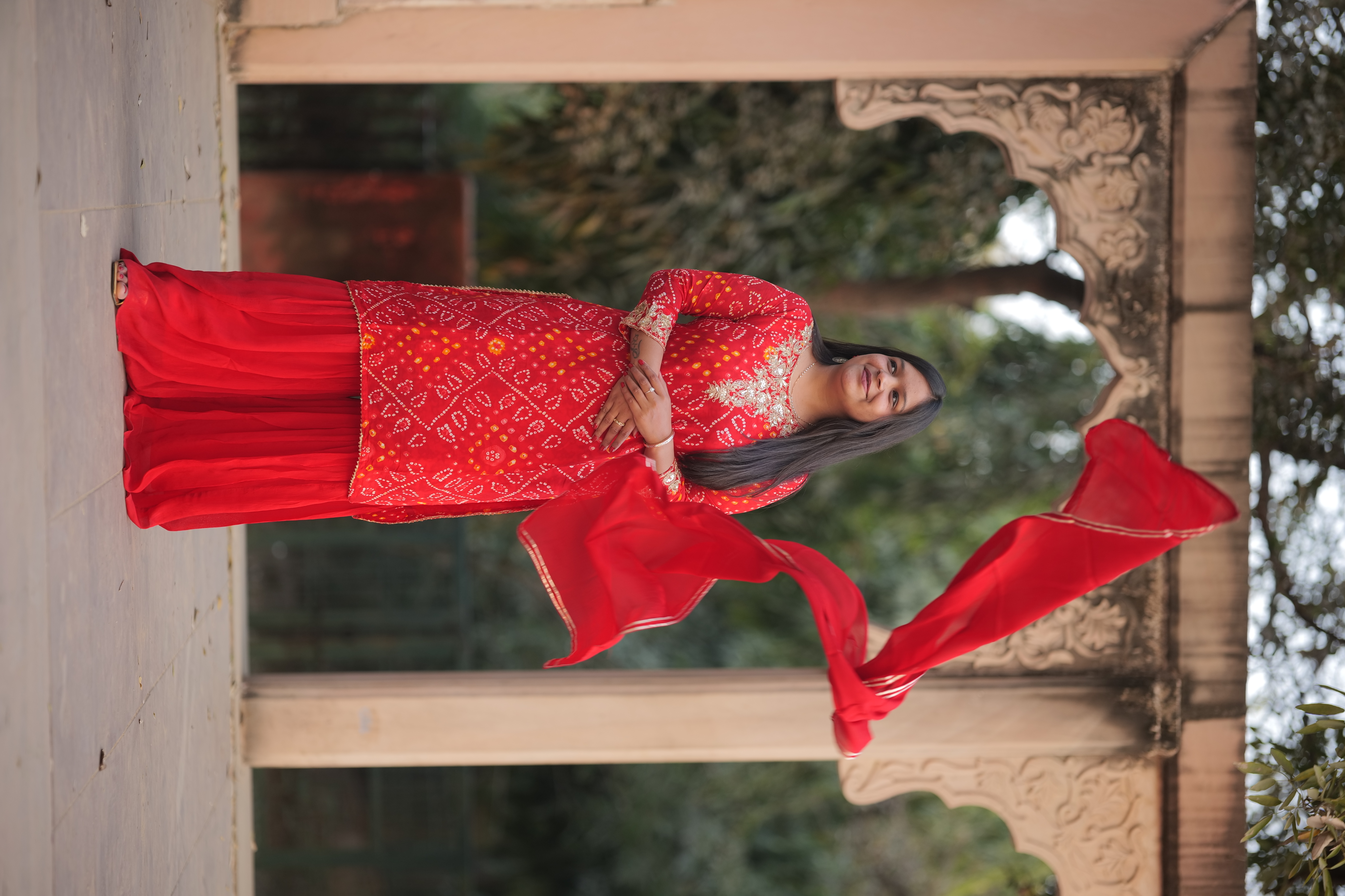 Royal Crimson Bandhani Sharara Set